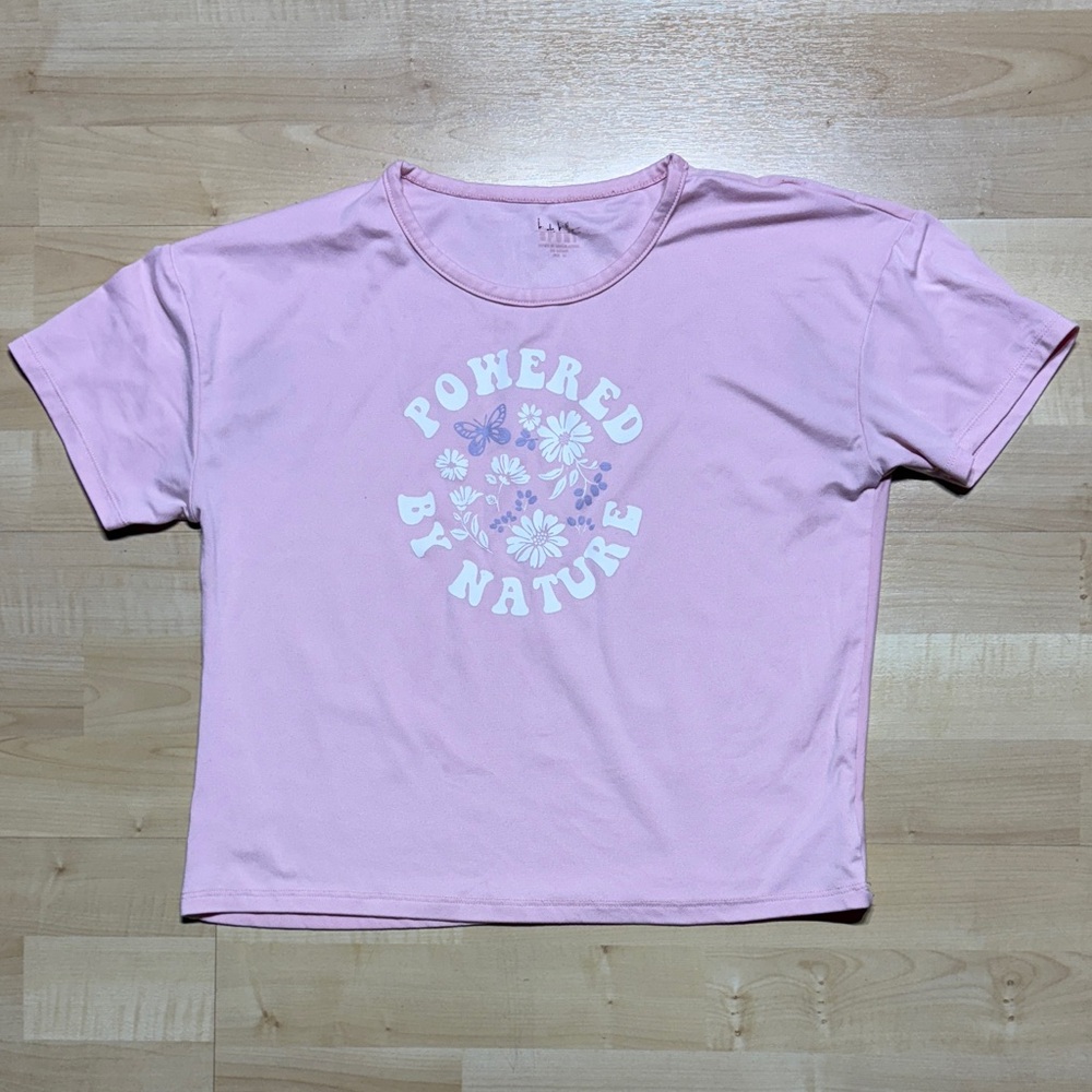 Powered By Nature Pink Graphic Crop Tee